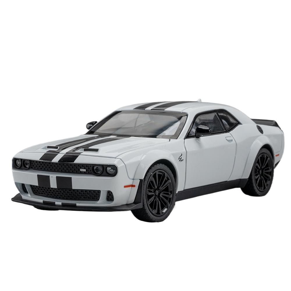 Simulation 1/24 Scale Dodge Challenger SRT Hellcat Alloy Car Model Sound Light Children Toy Vehicle Metal Miniature Voiture