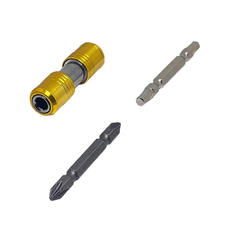 Portable Screwdriver Bit Holder Double Head Extension Rod Quick Release 1/4" Hex Screw Adapter Socket Electric Drill Power Tool