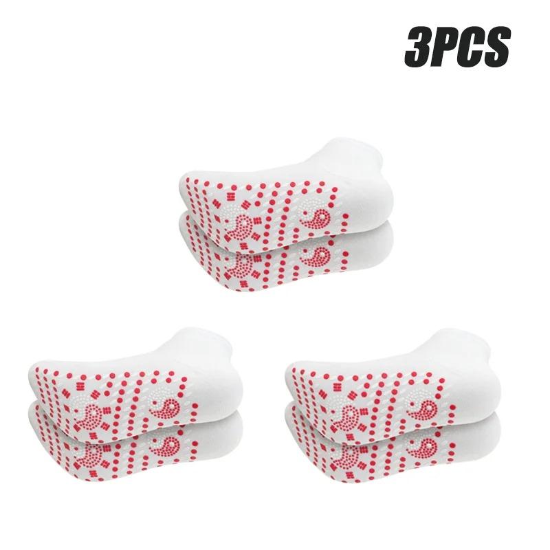 

1/3/5/10 пар турмалиновых самонагревающихся носков, зимние теплые термомедицинские носки для похудения, короткие носки для здоровья, носки для магнитной терапии 3PCS белый