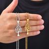Tree of Life Necklace for Men,Waterproof Stainless Steel Family Tree Pendant Necklace,Jewelry Gift for Dad Him