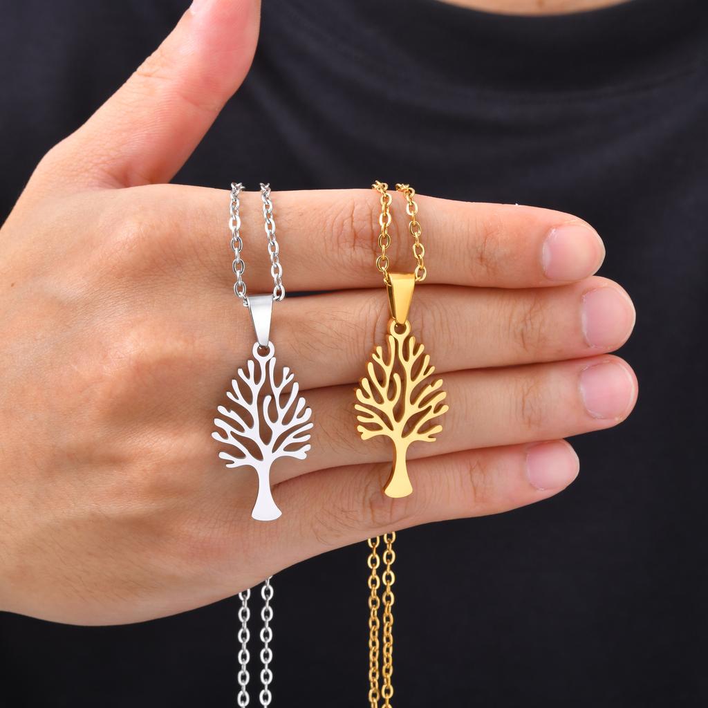 Tree of Life Necklace for Men,Waterproof Stainless Steel Family Tree Pendant Necklace,Jewelry Gift for Dad Him