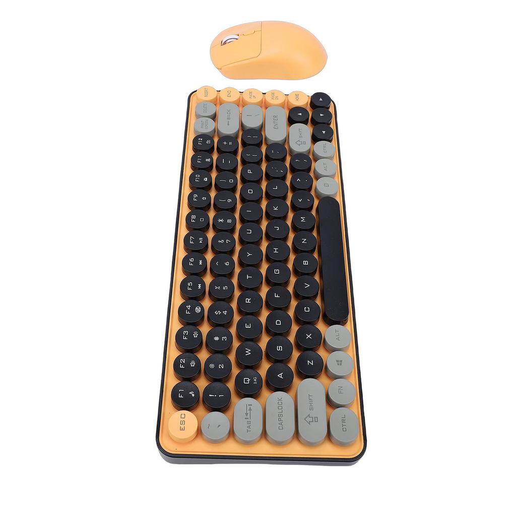 Wireless Keyboard and Mouse Combo 85 Keys Cordless Mice Keyboard with Round Keycaps Dual Mode