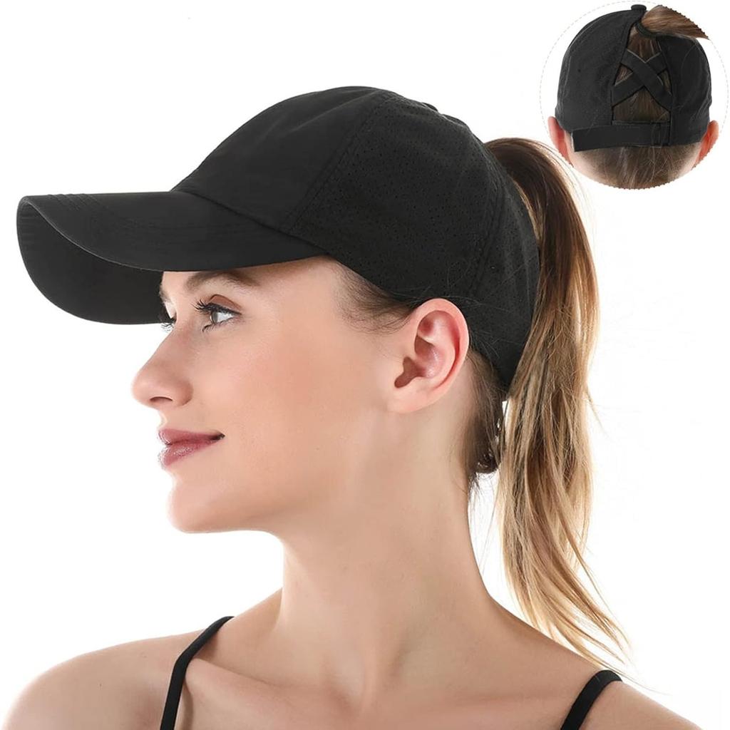 Summer High Ponytail Sun Hat Breathable Mesh Trucker Cap Adjustable Running Golf Hats Women Baseball Caps