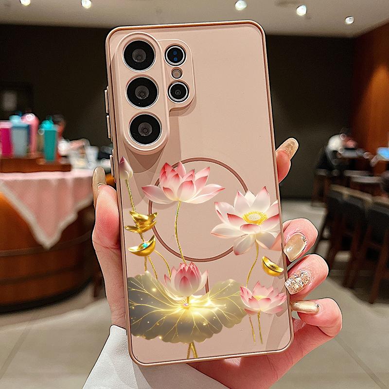 Floral Flowers Magnetic Phone Case For Samsung Galaxy S26 S25 S24 S23 Ultra S25 S24 FE A57 A56 A37 A17 5G A55 A26 A36 A35 Cover