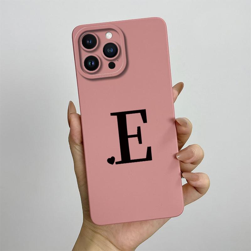 For iPhone 13 Pro Max Case iPhone 13 Pro Cover Cute Couple Initial Letters Square Skin Phone Case Matte Shockproof Back Cover