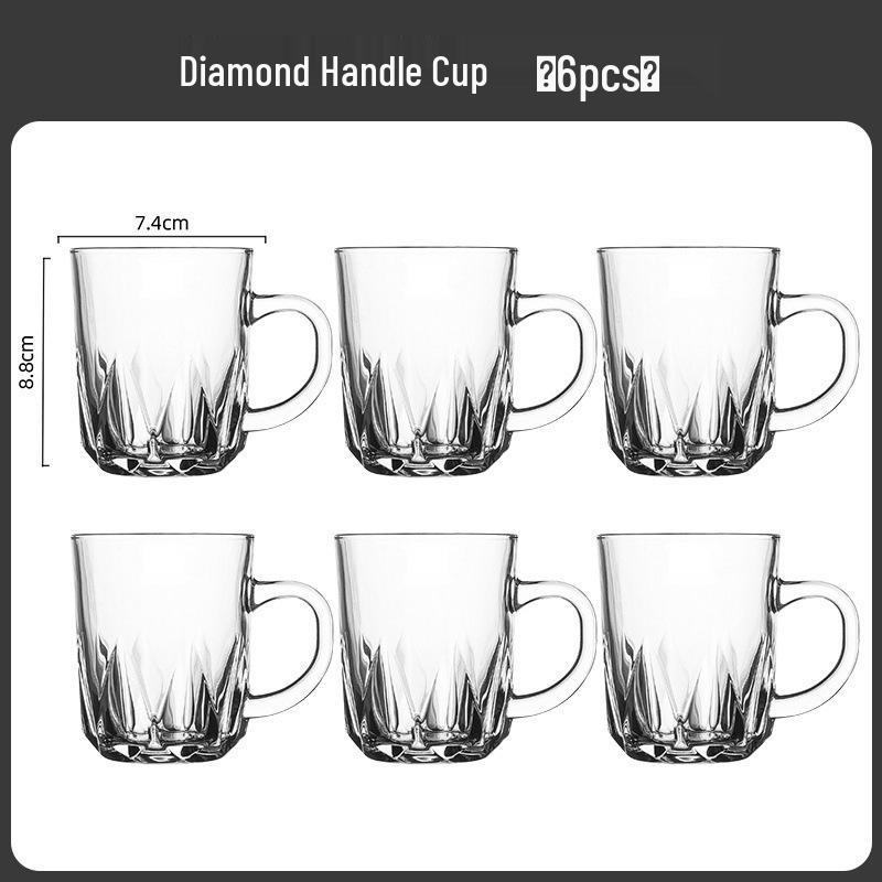 High-Temperature Resistant Glassware Set: Water, Drinking, Tea Cups with Handles and Beer Glasses for Home and Entertaining