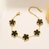Gold Plated Hot Sale 316L Stainless Steel Plant Five Leaf Flower Bracelet Classic For Woman New Party Jewelry Clover