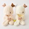 Autumn and Winter Children's Plush Bear Hat Scarf Two-piece Set Plus Velvet Warm Bib Cute Plush Hat Baby