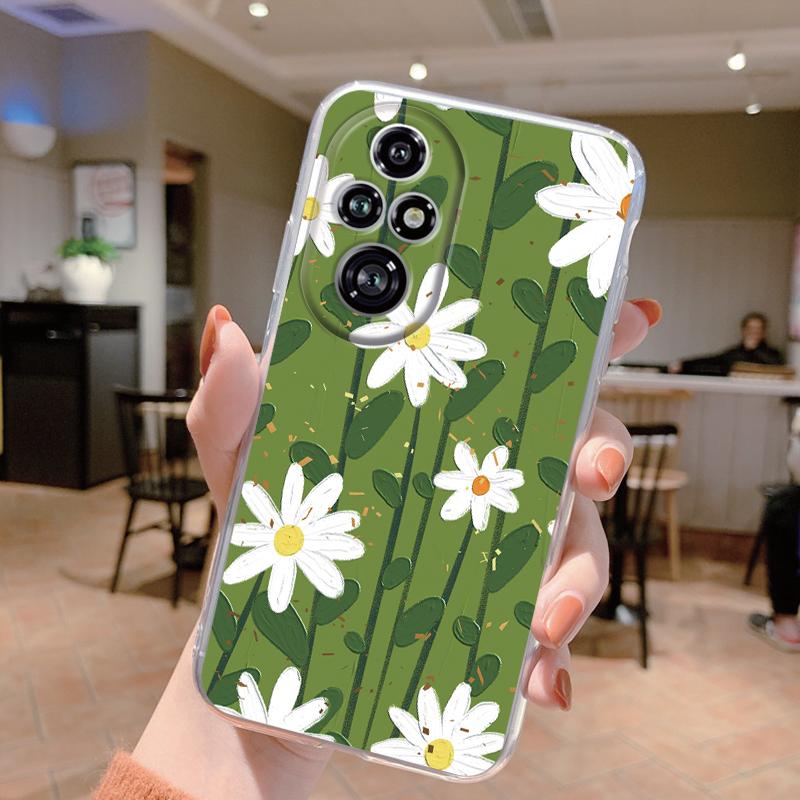 Für Honor 200 Pro Handyhülle Mode Blume Transparente Rückseite Für Honor 200Pro Weiches TPU Silikon Anti-Drop Bumper Fundas