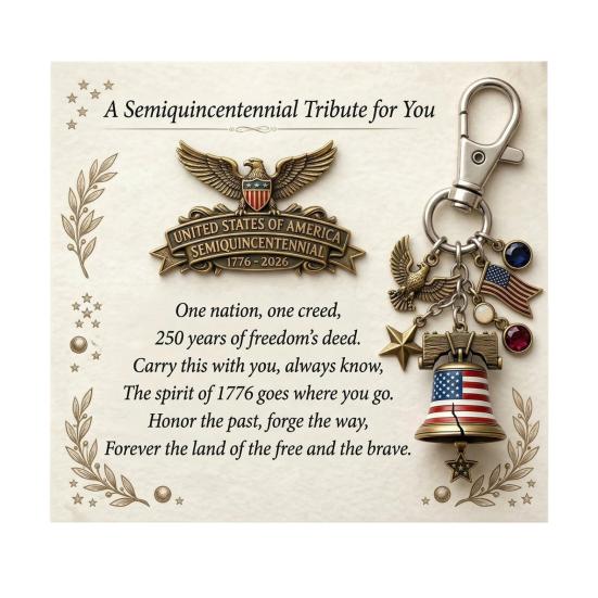 

Keychain Brooch Dual-Purpose Metal Craftsmanship 250th Anniversary Commemorative Model Owl Star Bell US Flag Charm Keychain A