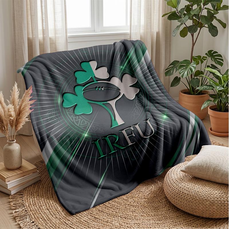 Coperta in Flanella Pile Rugby Irlanda Coperta Calda e Accogliente per Divano Letto Viaggio Uso in Tutte le Stagioni