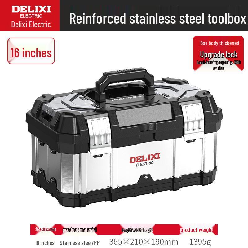 Delixi Portable Stainless Steel Multi-Tool Box - Industrial & Household Use