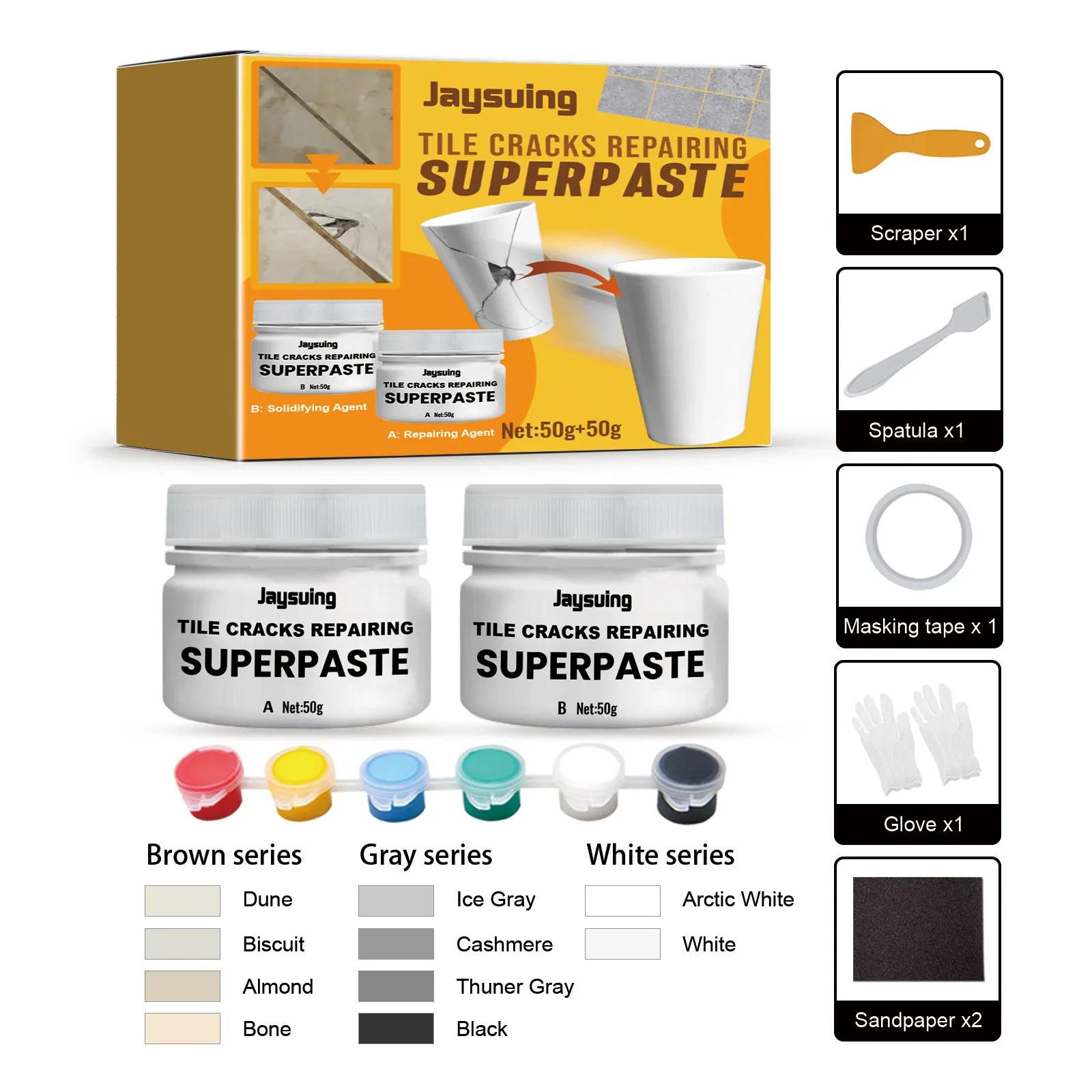 Tile Repair Paste Kit Ceramic Crack Repairing Agent Adhesive Bathroom Tub Shower Repair Set Porcelain Ceramic Fix Crack Paste 218g Color Set