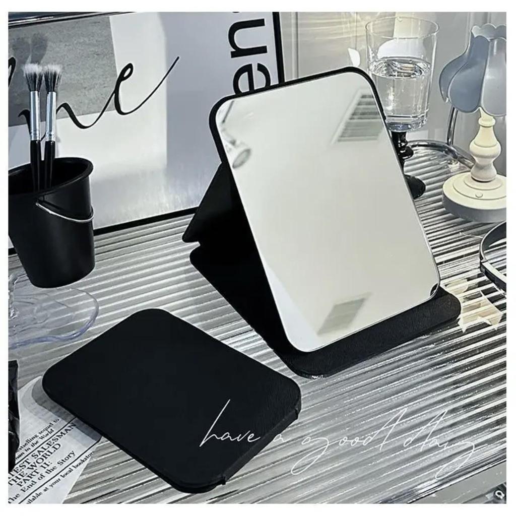 Foldable Full-Screen Desktop Makeup Mirror for Dorms and Travel