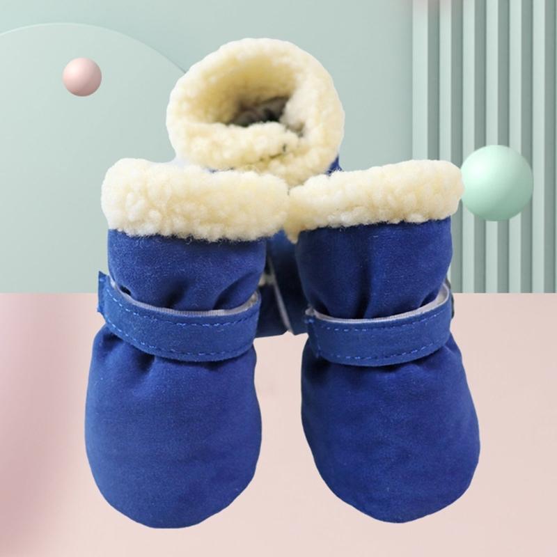 Winter Warm Pet Shoes 4pc/set Cute Dog Booties Snow Walking Puppys Booties Shoes Casual Fashion No-slip Dog Shoes