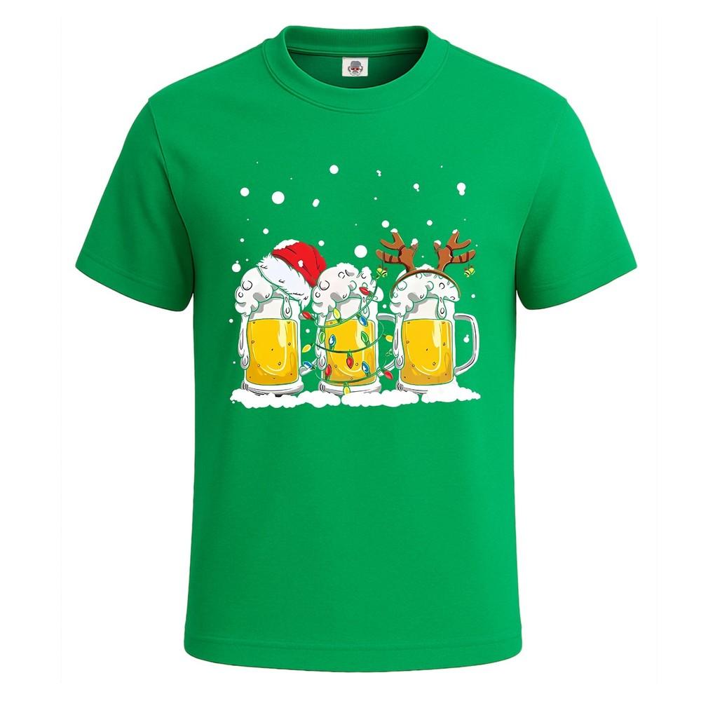 Beer christmas mug santa reinbeer xmas lights mens t shirt funny shirt top 2XL
