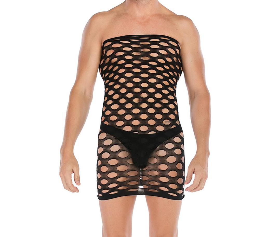 Men's Plus Size Open Crotch Fishnet Bodysuit Temptation Costume Set