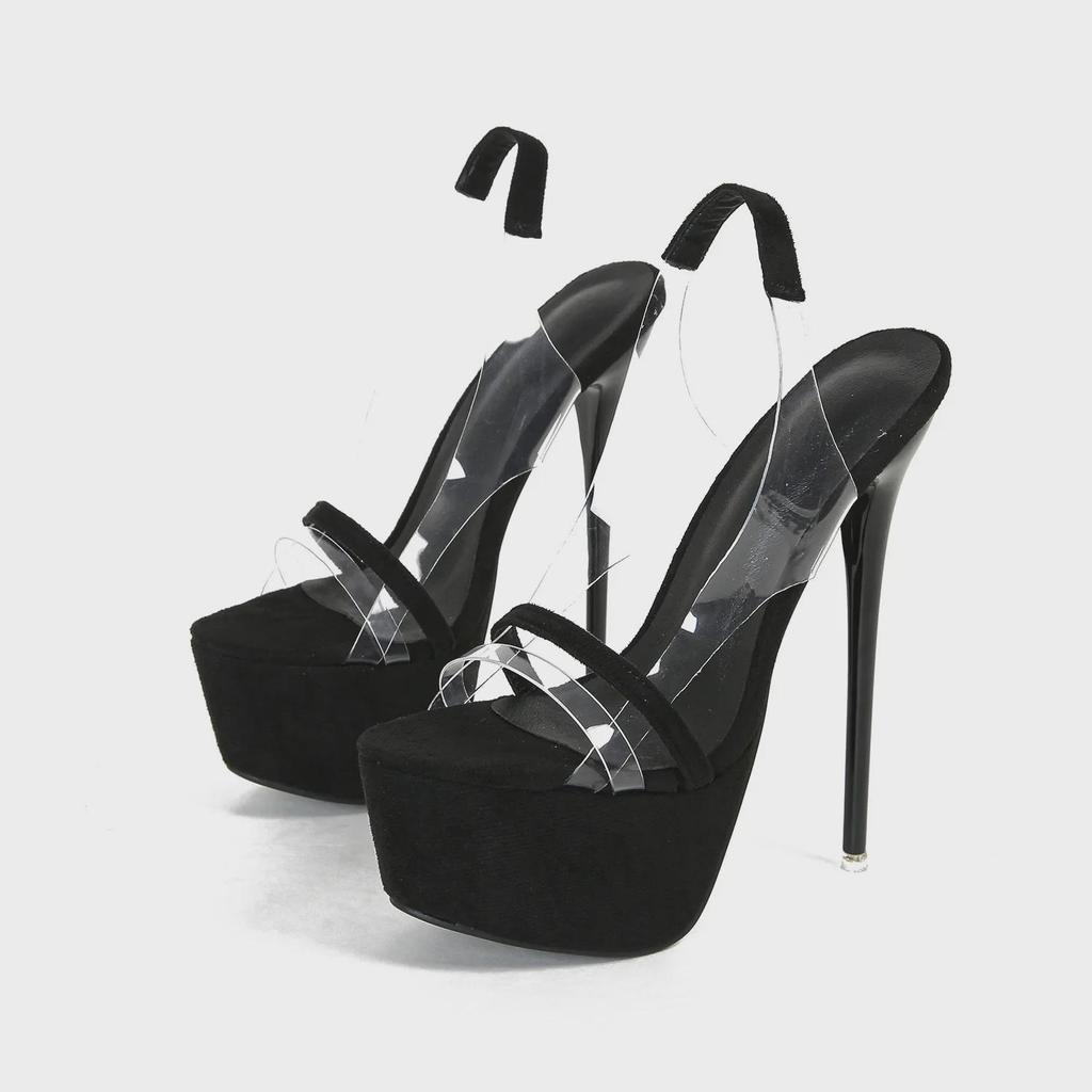 Transparent Snake Pattern High Heel Stiletto Platform Sandals for Women