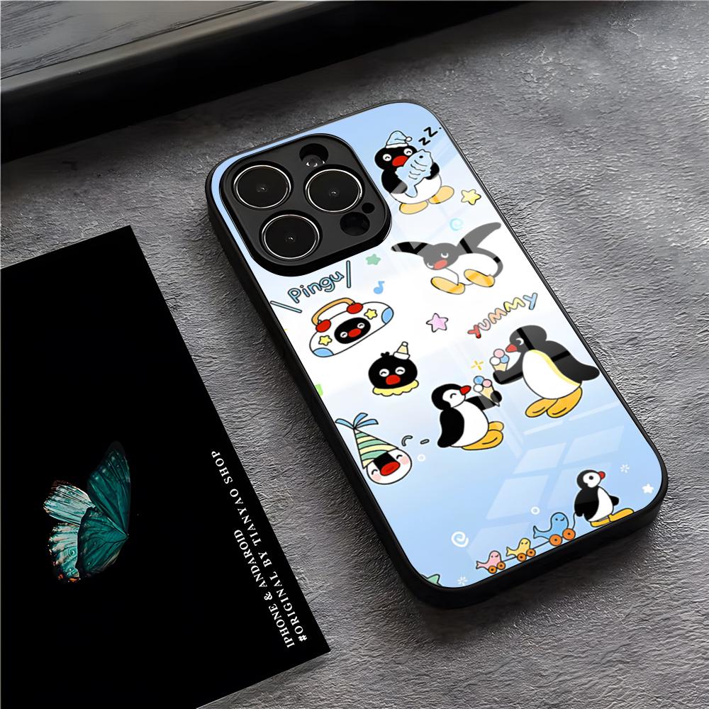 P-Pingu Penguin Phone Case For IPhone 17 Pro Max 15 Pro 16 14 Plus 12 13 Mini 11 Pro Shockproof Glass Cover
