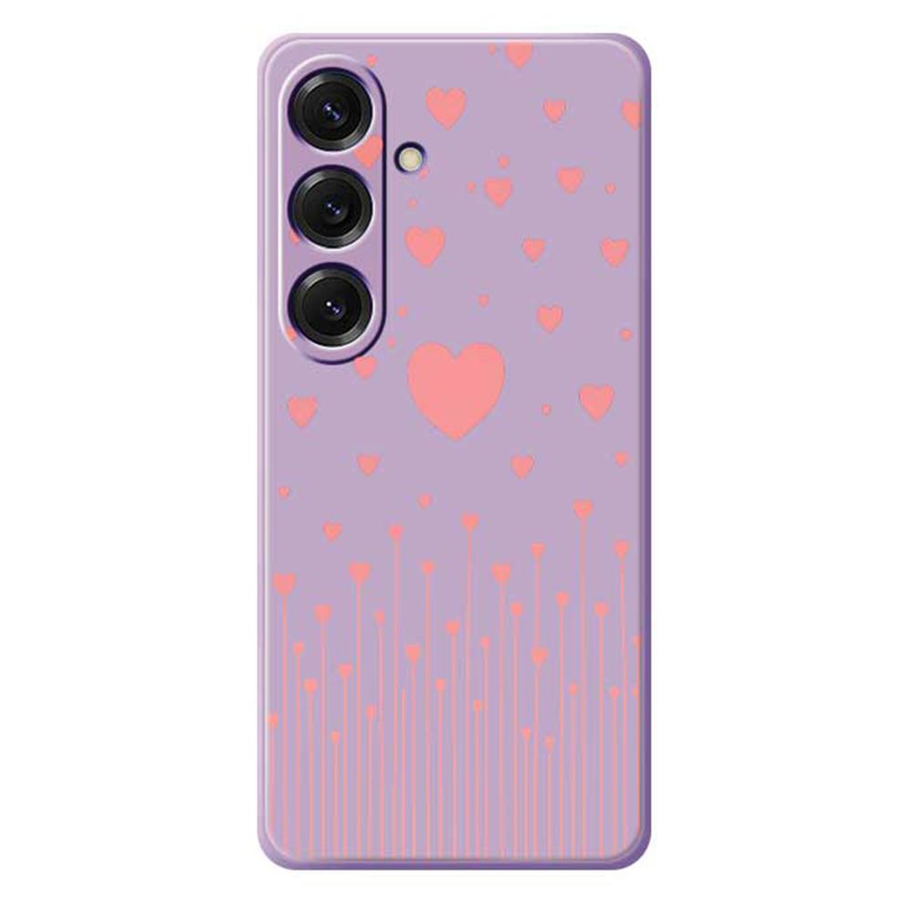 For Samsung Galaxy S25 Case Pink Love Pattern Printing Straight Edge TPU Phone Back Cover