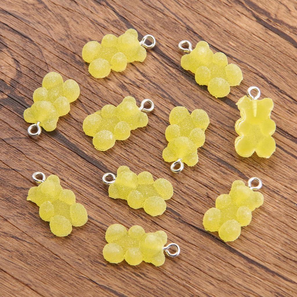 10pcs 11x21mm Cartoon Candy Colors Little Bear Resin Gummy Pendants Jewelry Making Drop Earrings Necklaces DIY Accessories