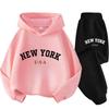 Frühling Herbst Outfits New York USA Buchstabendruck 2-teilig Hoodie+Hose Trainingsanzüge 3-13 Jahre Jungen Mädchen Streetwear Kinderkleidung