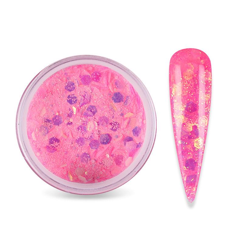 15g Nail Art Akrylový prášek Smíšený Mořská panna Šestiúhelník robustní třpytivé flitry pro nehtovou modeláž gel Polish Manikúra