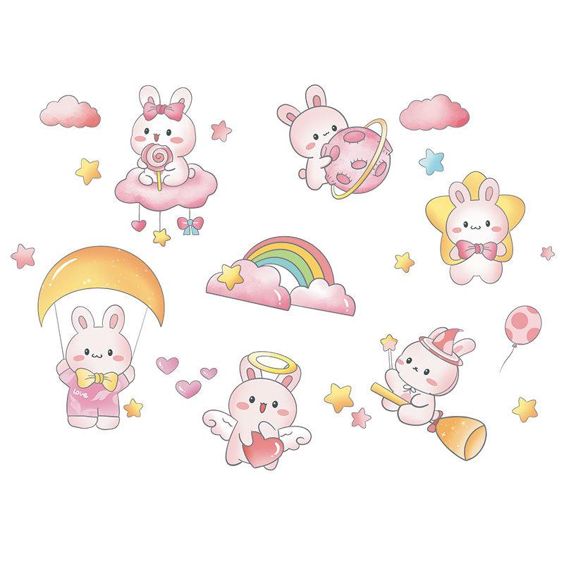 Cute Rabbit Wall Stickers for Children's Room Layout Girl's Heart Bedroom Decoration Small Pattern Stickers XY6033