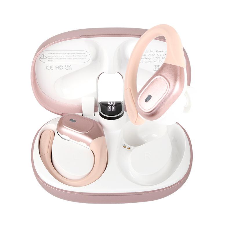

Intelligent noise reduction high definition call ear hanging wireless headset waterproof sports long battery life bluetooth headset BX-28-JL рожевий колір золота