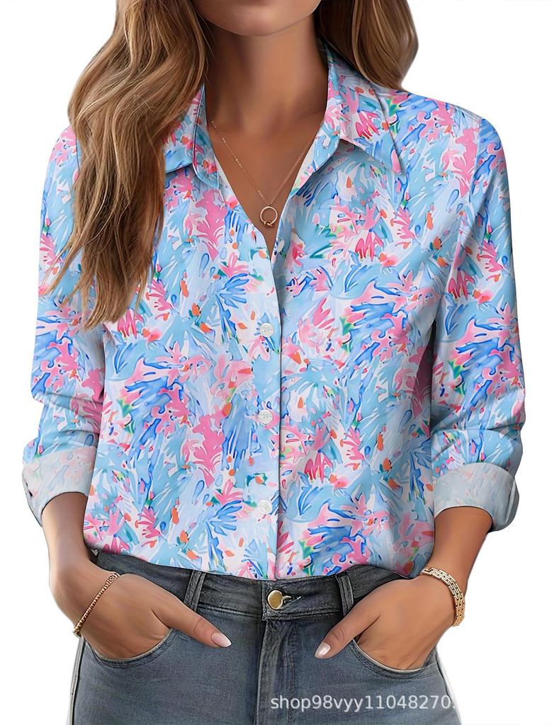 Women's Shirt Printed Floral Loose Shirt Women's Top