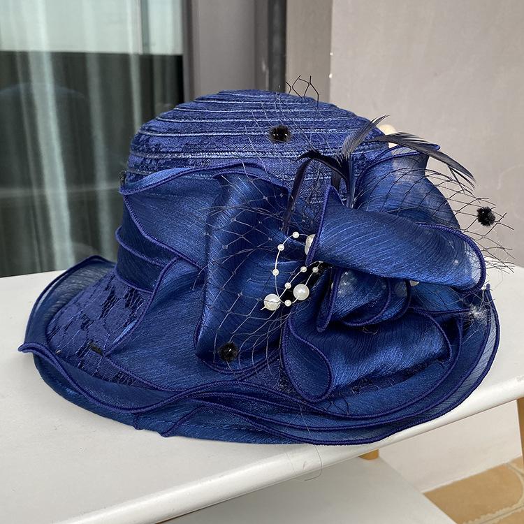 Lace Lace Sun Hat Temperament Elegant Pearl Flower Bucket Hat Ladies Summer Breathable Sun Hat