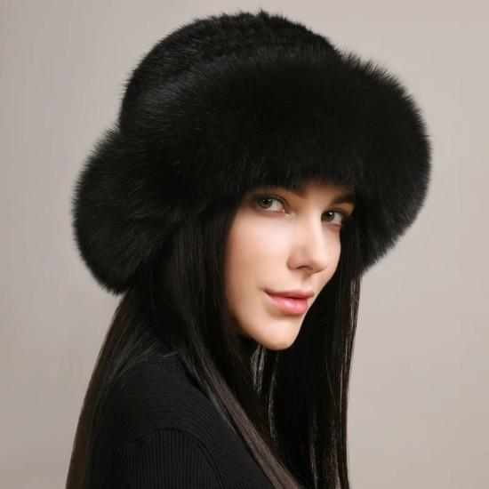 

New Genuine Real Natural Knitted Mink Fur Hat Luxury Women Handmade Knit Fashion Winter Headwear Warm Real Fox Fur Beanies Caps 53cm-61cm