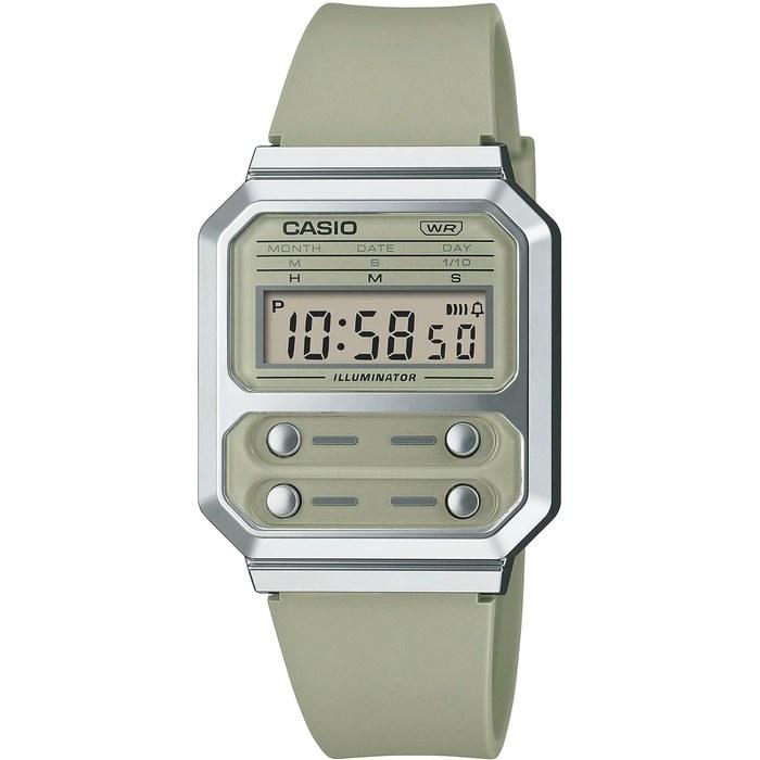 Casio Цифровые часы A100WEF-3A Мужские Светло-зеленый Мох Уретановый ремешок