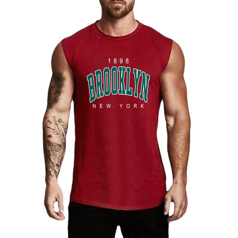 Muscleguys Sports Tank Top Men's Cotton Spring and Summer Thin Seamless Waistcoat Casual Sleeveless Wide Shoulder T-shirt