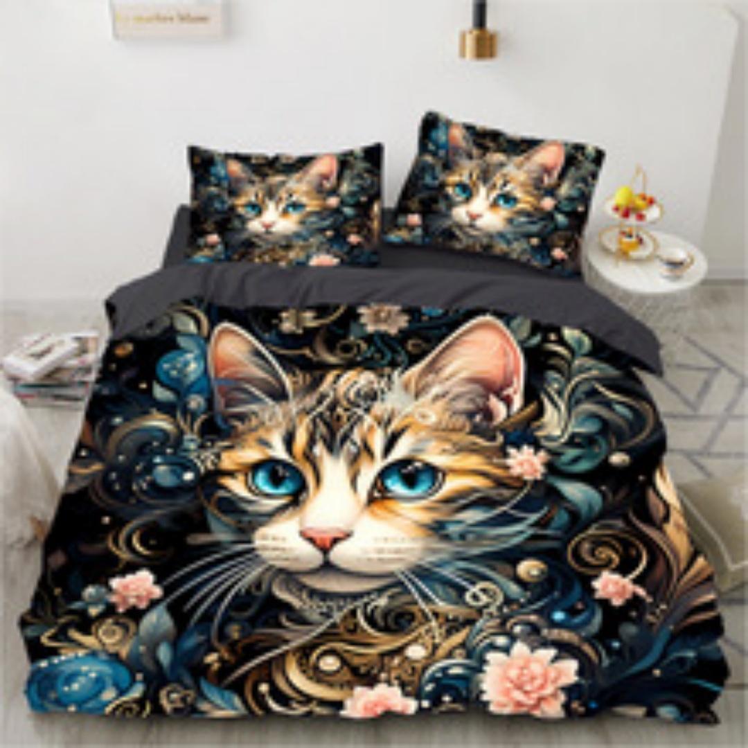 

Cute Cat Buterfly Tiger Animal 3D Print Bedding Set Cozy Duvet Cover King Queen Twin Size Birthday Gift Boy Adult Bedroom Decor EU Single 135x200cm