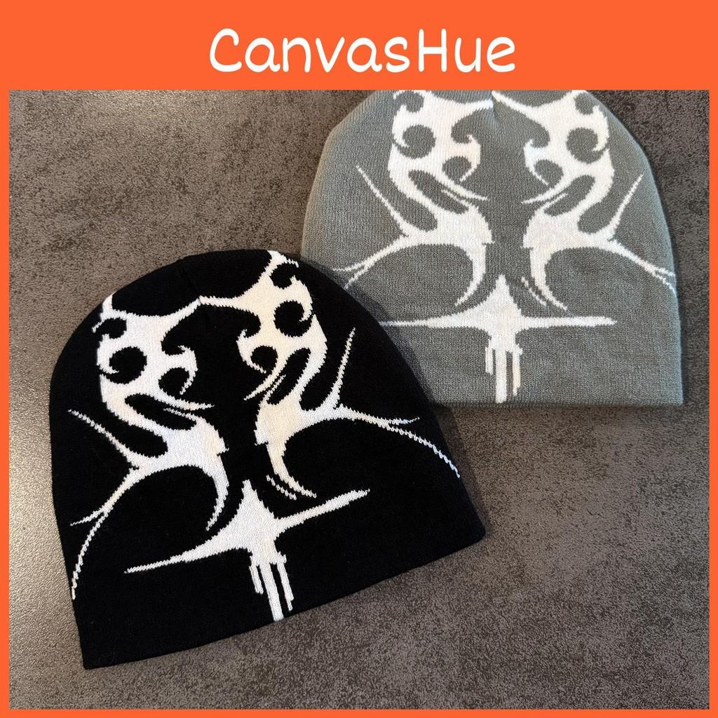Fashion Blocked Color Flame Pattern Neutral Casual Knitted Hat Autumn For