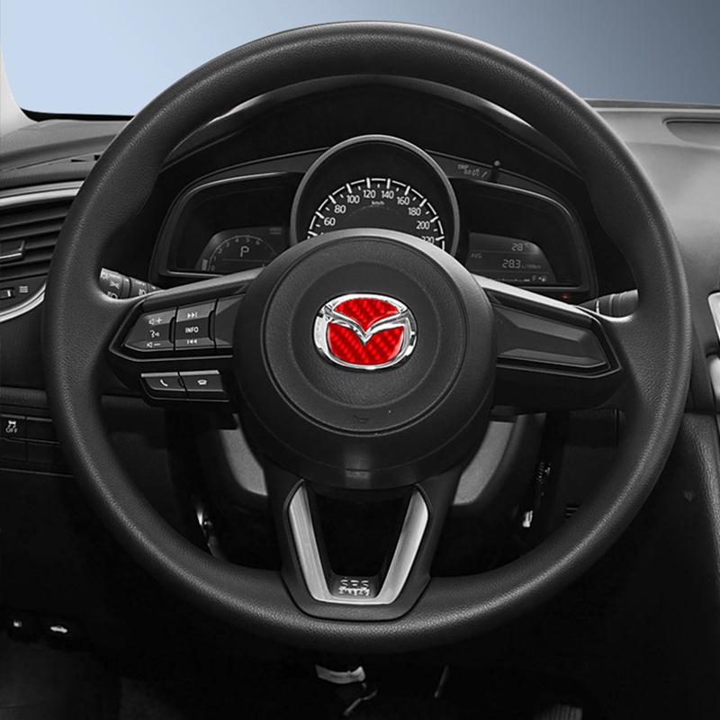 Kohlefaser Auto Lenkrad Dekorationsaufkleber Zubehör für Mazda 2 3 6 5 Atenza CX3 CX5 MX5 CX7 Axela CX30 CX90 CX60 CX5 sxnkg22