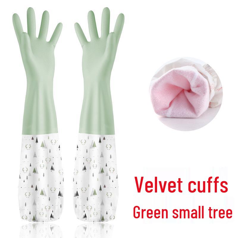 Fleece-Lined Waterproof Rubber Gloves for Dishwashing and Laundry