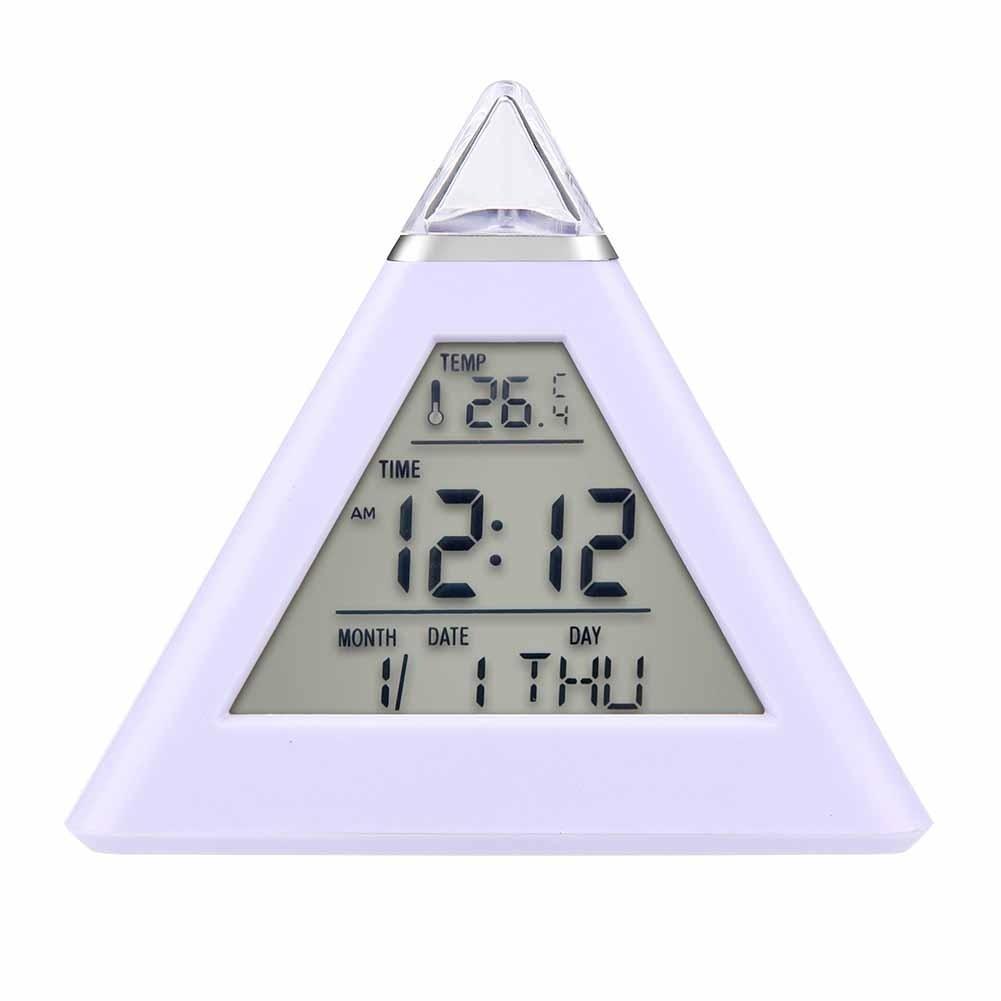 LED Decor 7 Change Color Alarm Clock Mute Electronic Clock Office Desk Clock