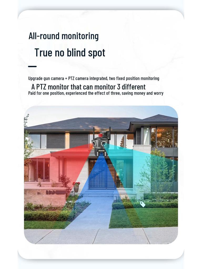 360° Outdoor Waterproof Camera with 6MP and Three Lenses for Home Surveillance