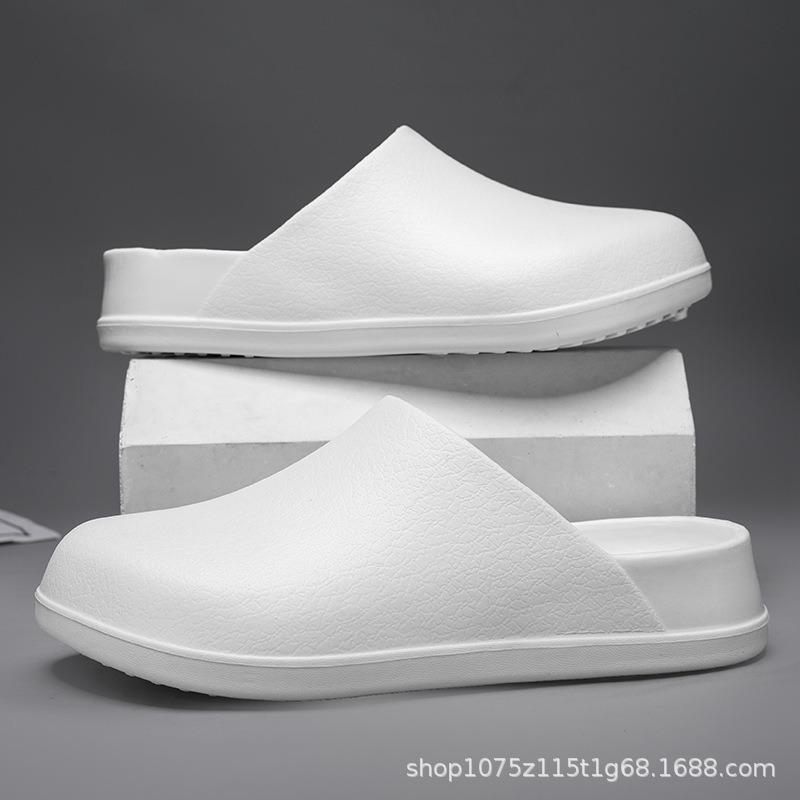 New men's solid color hole shoes platform non-slip wear-resistant fashion simple outdoor beach bag head slippers