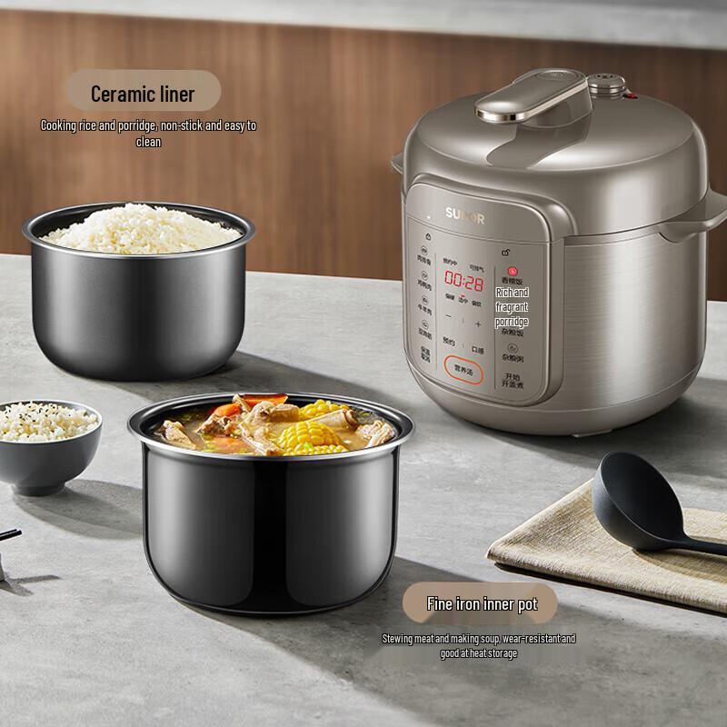 Supor 5L Smart Electric Pressure Cooker with Dual Pots CN plug (adapter included)