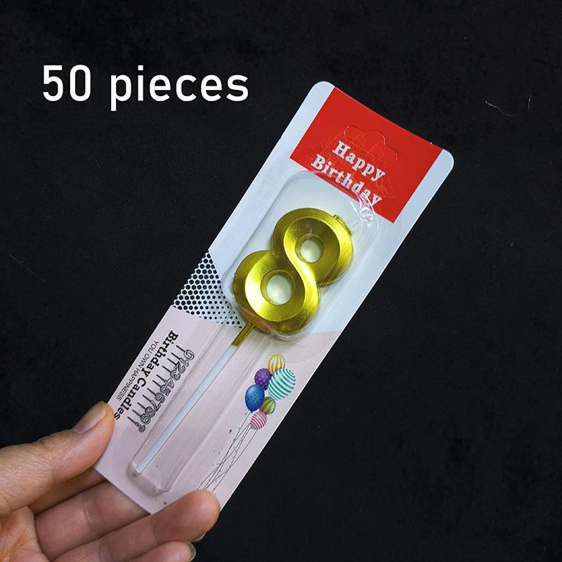 50pcs/lot Wholesale Gilding Number 0-9 Sweet Birthday Cake Candles Bulk Sales Cakes Decorating Supplies for Home Decor