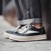 Outdoor Black PU Leather Low Top Thick Sole Men Shoes Jogging Lace Up Sneaker Fashion Casual Design Walking Trainers Footwear