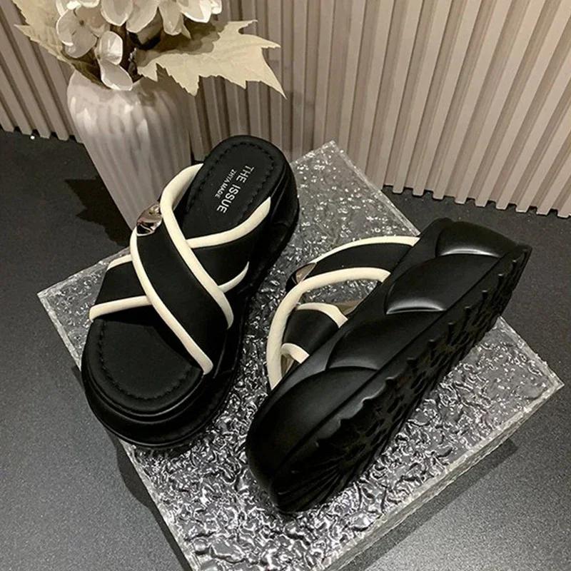Fashion Summer fashion Women's Luxury Slippers 6-8CM Increase height Slides Sweet Girl Chunky Sandals Open Toed Beach Casual zhuoya31503