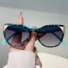 Oversized Cat Eye Sunglasses Women Fashion Vintage Patchwork Rim Gradient Shades Trendy Brand Design Anti-UV Sun Glasses