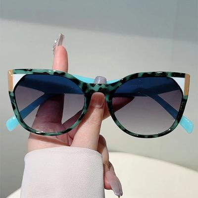 Occhiali da Sole Oversize Cat Eye Donna Moda Vintage Montatura Patchwork Lenti Sfumate Design Trendy Marca Occhiali da Sole Anti-UV