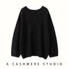 Women's Cashmere Sweater - Solid Color Loose Pullover, Long Sleeve, Korean Style for Autumn & Winter