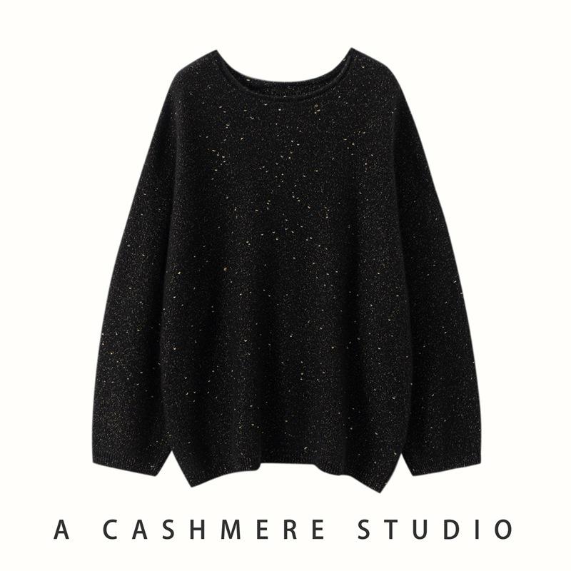 Women's Cashmere Sweater - Solid Color Loose Pullover, Long Sleeve, Korean Style for Autumn & Winter