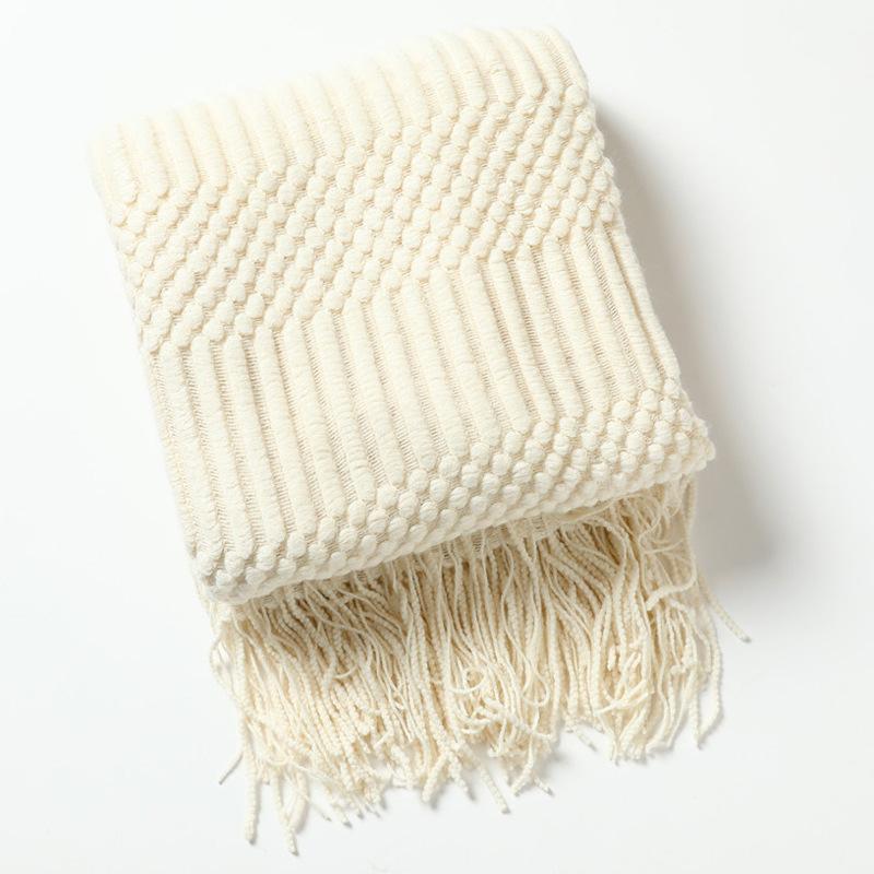 Sofa throw blanket, hotel air conditioning blanket, solid color knitted blanket, homestay bed end decorative blanket, versatile bed cover with